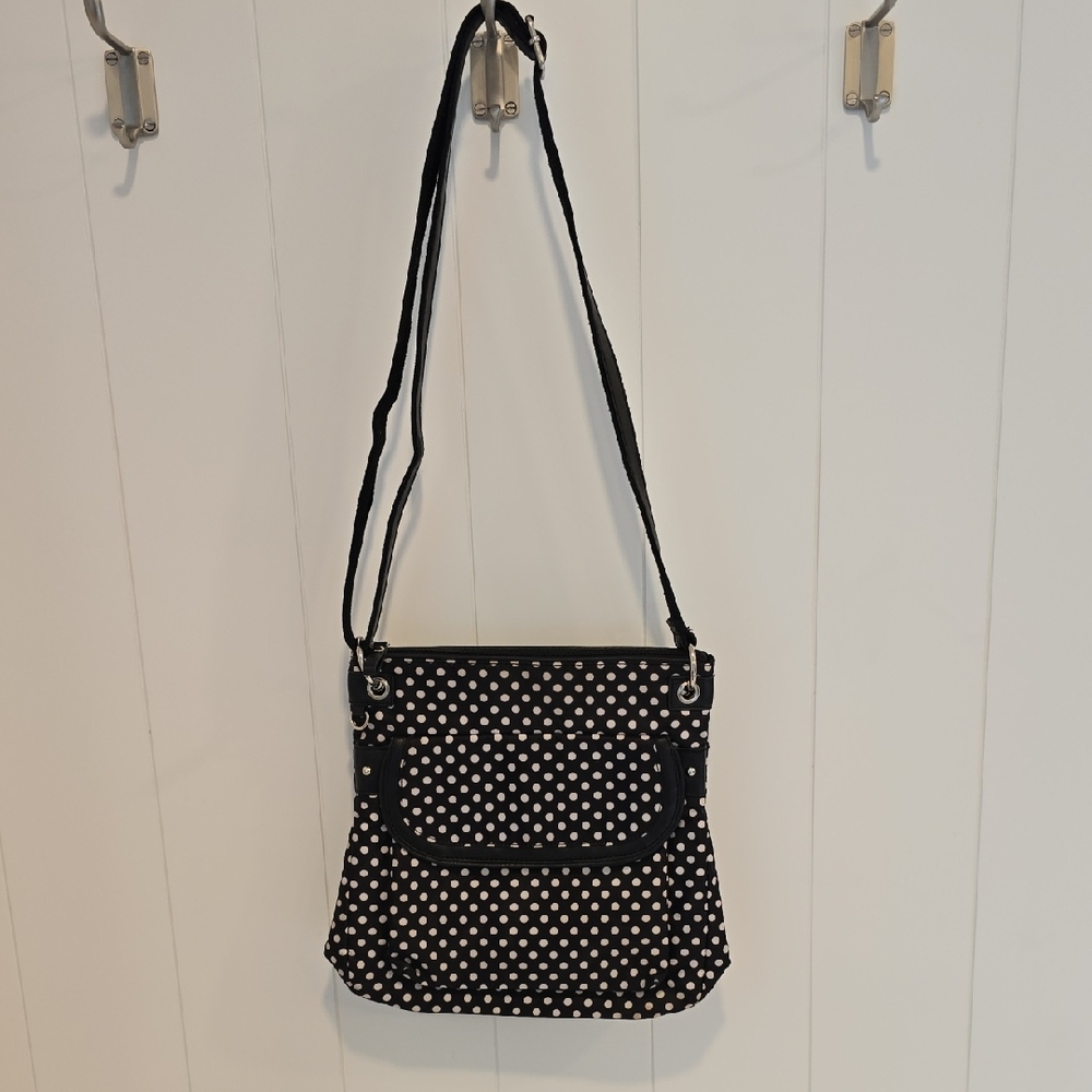 Gal Polka Dot Black & White Crossbody Bag